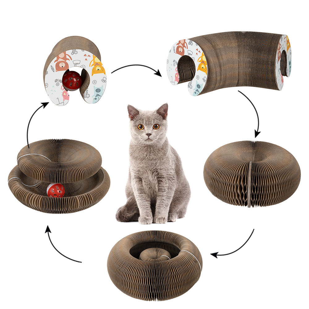 Manufacturer Wholesale Deformable Interactive Corrugated Foldable Cat Scratcher Cardboard